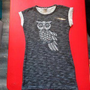 Yigga knitted mini dress with owl design grey women's size 158/164